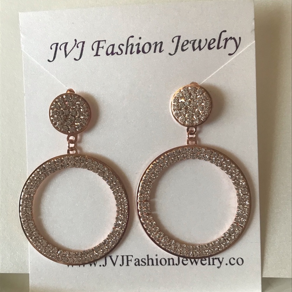 rose gold plated rhinestone earrings
